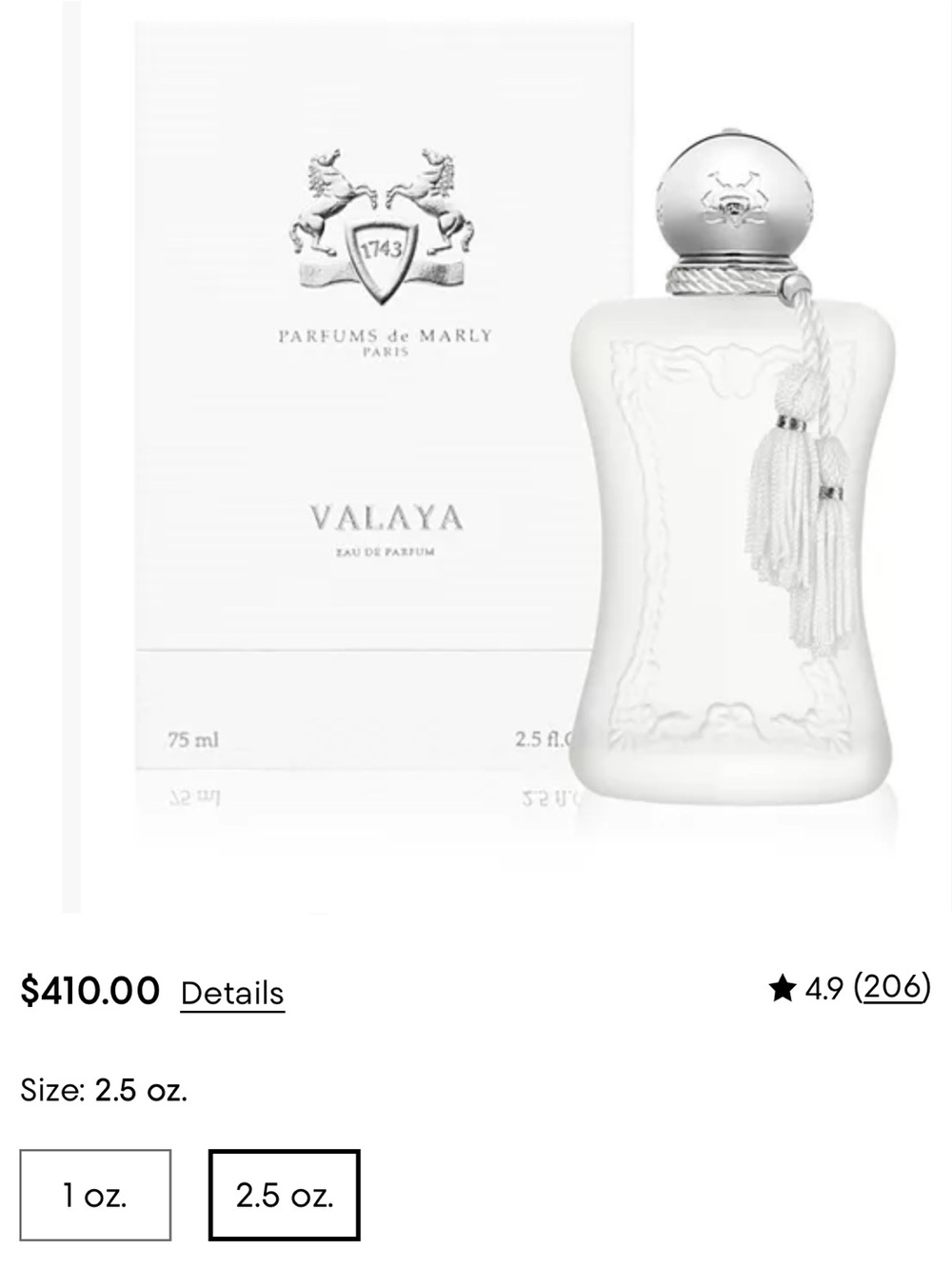 Parfums De Marley - VALAYA
Frosted Glass Decorative Bottle w/ White Tassel